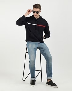 Moletom Fleece Tommy Masculino Azul Marinho Listra - TH013254 - Tamanho G na internet