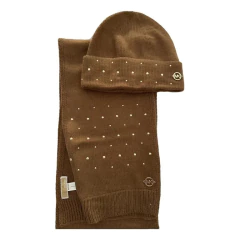 Kit Touca e Cachecol Michael Kors - Marrom com detalhes na internet