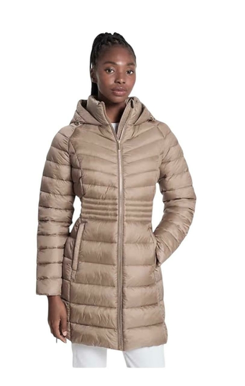 Jaqueta Michael Kors Quilted Nylon Puffer Coat - Taupe- Tamanho PP - comprar online