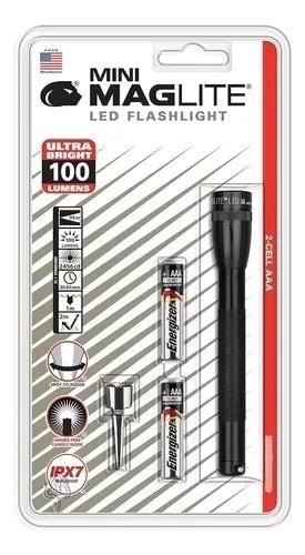 Lanterna Mini Maglite Aaa Led Baterias cor preta da lanterna, cor da luz branca