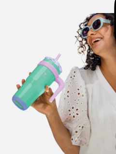 Copo Térmico De Aço Inoxidável Verde/Lilás - Reduce - 680ml na internet