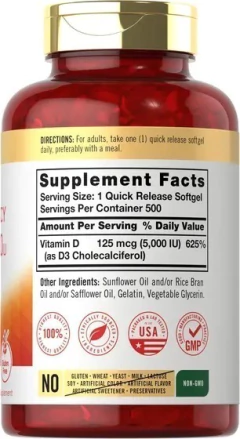 Vitamina D3 5.000 Ui 500 Softgels Carlyle - Exp 12/27 na internet