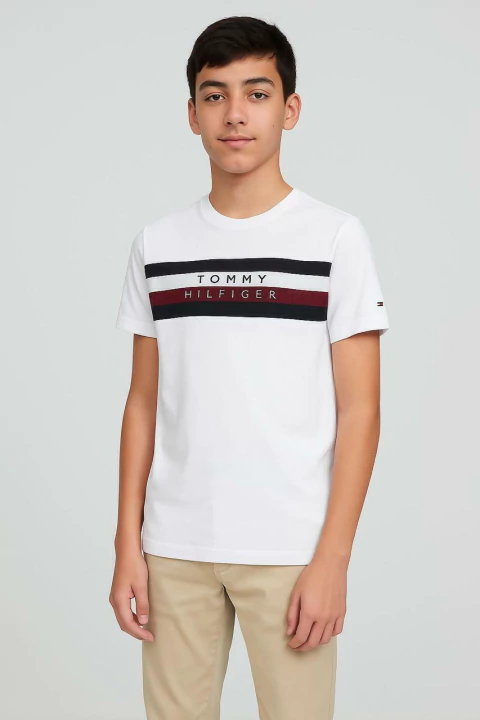 Camiseta Tommy Hilfiger Branca Logo- TH834 - Tamanho 6 - 7 anos - comprar online