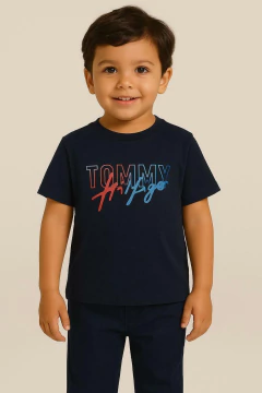 Camiseta Tommy Hilfiger Azul Marinho - TH004 - Tamanho 4 anos - comprar online