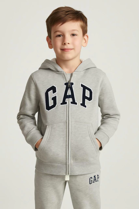 Conjunto Moletom Fleece Gap Cinza/Logo Azul Marinho - GAP1620 - Tamanho 8 anos - comprar online