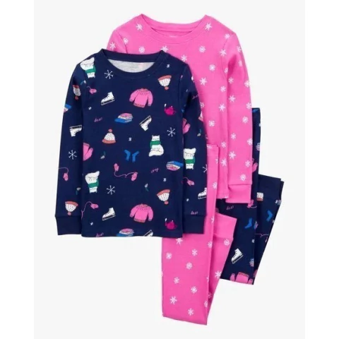 Pijama 4 peças Cotton Carter's Manga Longa "Ice Skate e Snowflake"" - 3R926310 - Tamanho 6 anos - comprar online