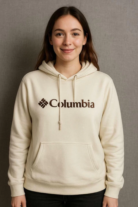 Moletom Feminino Columbia com Capuz Creme - Tamanho GG