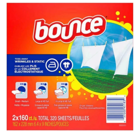 Lenço Amaciante Bounce Para Secadora De Roupas - 320 Lavagens