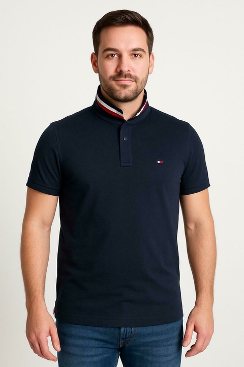 Camiseta Polo Masculina Tommy Hilfiger Manga Curta Azul Marinho - TH905 - Tamanho M - comprar online