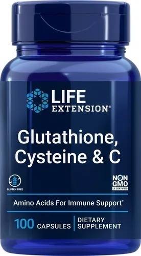 Novo Glutathione Cysteine E Vitamina C Life Extension 100 Caps Sem Sabor