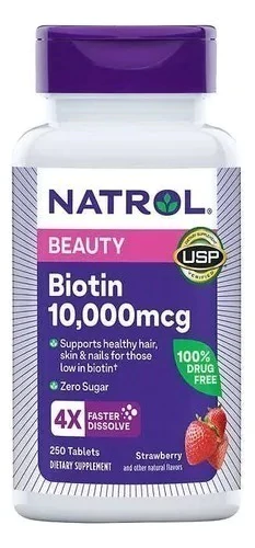 Biotina 10.000 Mcg - Cabelo, Unhas E Pele, 250 Comprimidos Natrol - EXP 05/27 - comprar online
