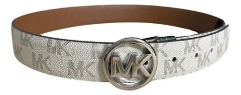 Cinto Michael Kors Reversível Vanilla Logo/ Marrom - Fivela prateada - Tamanho G - comprar online
