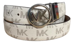 Cinto Michael Kors Reversível Vanilla Logo/ Marrom - Fivela prateada - Tamanho G na internet