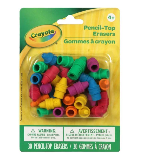 Kit com 30 borrachas Crayola