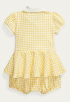 Romper Ralph Lauren c/ Peplum Amarelo/Branco - RL445 - Tamanho 6 meses - loja online