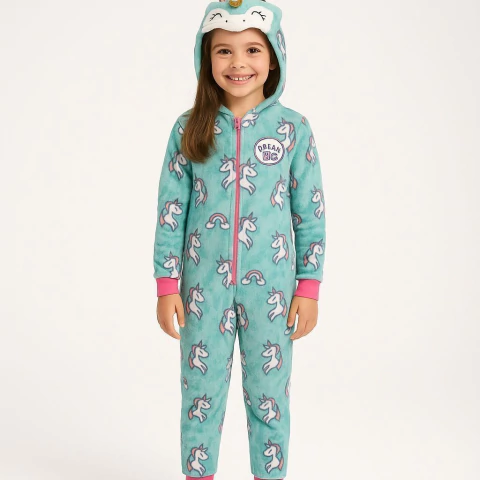 Macacão Fleece Sleep on It - Unicórnio - Tamanho 7 - 8 anos