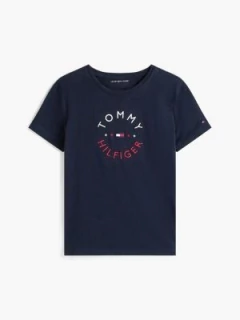 Camiseta Feminina Tommy Hilfiger Azul Marinho Logo Branco/Vermelho- TH0984- Tamanho G - Mimos de Orlando