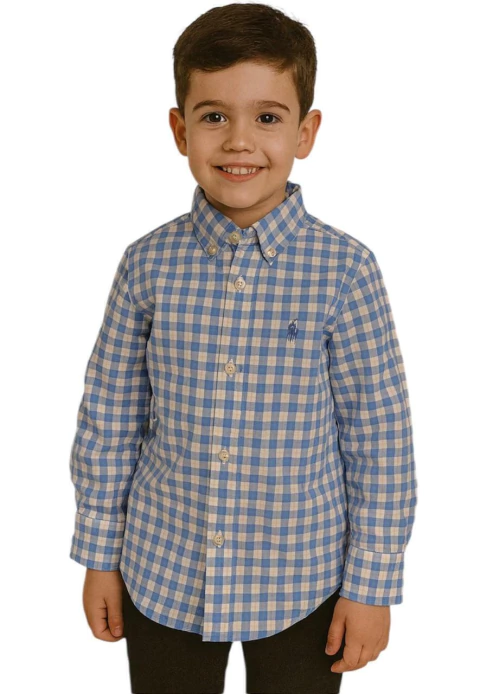 Camisa Ralph Lauren Gingham Cotton Azul / Branco - RL2383 - Tamanho 7 anos - comprar online