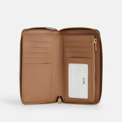 Carteira Coach Medium ID Zip Wallet In Signature Canvas - Tan/Brown na internet