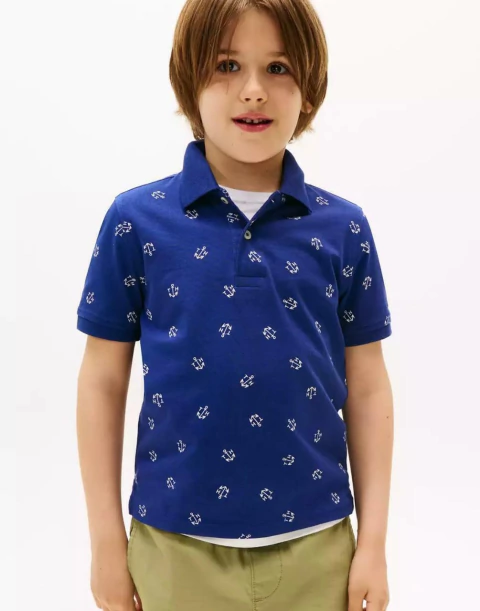 Camiseta Strech Polo Tommy Hilfiger Azul - TH7262- Tamanho 8 - 10 anos - comprar online