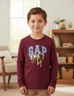 Camiseta Manga Longa Gap Bordô - GAP08 - Tamanho 4 anos na internet