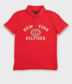 Camiseta Polo Tommy Hilfiger Vermelha com Bordado- TH36- Tamanho 6 - 7 anos - Mimos de Orlando