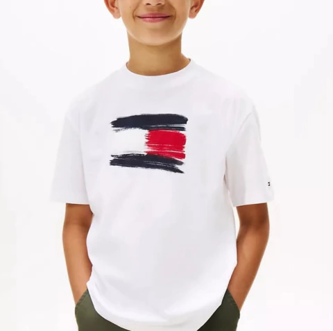 Camiseta Tommy Hilfiger Branca Pintura - TH9812 - Tamanho 3 anos - comprar online