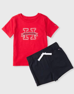 Conjunto bebe Tommy Hilfiger Vermelho/Azul Marinho - TH901 - Tamanho 6 - 9 meses na internet