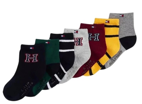 Kit 7 Pares de Meias Tommy Hilfiger Coloridas - TH312- Tamanho 2 - 3 anos - comprar online