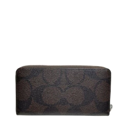 Carteira Coach Long Zip Around In Signature Canvas - Brown - loja online