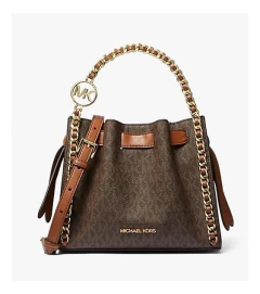 Bolsa Michael Kors Mina Small Signature Logo Marrom