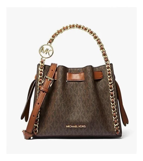 Bolsa Michael Kors Mina Small Signature Logo Marrom