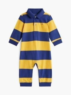 Macacão Tommy Hilfiger Boy Listrado Amarelo/Azul - TH50- Tamanho 12 meses na internet