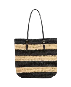 Bolsa de palha Michael Kors Quinn Large North - South - Preta na internet