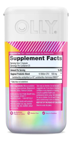 Suplemento Olly Happy Hoo-ha Probiótico Feminino - 25 cápsulas - EXP 11/26 - loja online