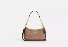 Bolsa Coach Teri Shoulder Bag In Signature Canvas - Tan/Brown