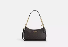 Bolsa Coach Teri Shoulder Bag In Signature Canvas - Walnut/Black - comprar online