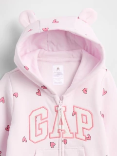 Macacão Moletom Fleece Gap Rosa Coração - GAP313 - Tamanho 0 - 3 meses - loja online