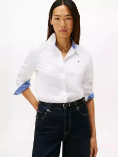 Camisa Feminina Tommy Hilfiger Regular Fit Stretch Oxford - Branca - TH0023 - Tamanho G - comprar online