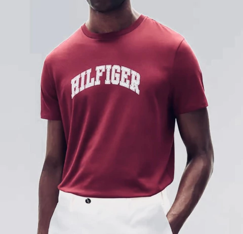 Camiseta Masculina Tommy Hilfiger Vinho Escrita - TH9 - Tamanho M - comprar online