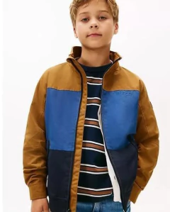 Jaqueta Corta Vento Infantil Tommy Hilfiger Mostarda/Azul e Marinho - TH72 - Tamanho 6 - 7 anos - comprar online