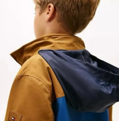Jaqueta Corta Vento Infantil Tommy Hilfiger Mostarda/Azul e Marinho - TH72 - Tamanho 6 - 7 anos na internet
