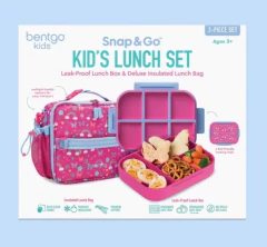 Bentgo 2 peças Kids Snap & Go Lunch Set Arco Íris e Borboletas