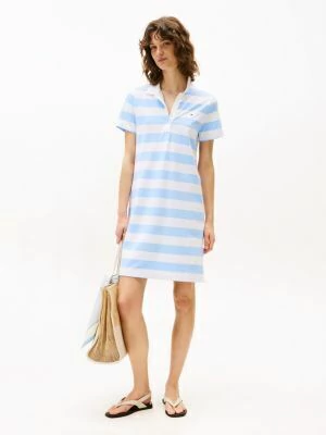 Vestido Feminino Tommy Hilfiger Rugby Stripe Azul Claro/Branco - TH399 -Tamanho G - comprar online