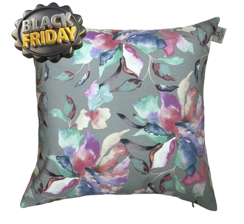 Capa de Almofada 45x45 Acquablock Interna Floral Rosa com Cinza