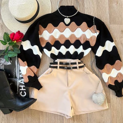 Shorts Couro Eco 2 cintos - BellaChic