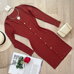 Vestido Midi Canelado
