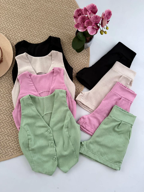 Conjunto Colete + Shorts Linho - comprar online