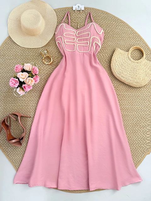 Vestido Longo Bordado Lua - comprar online