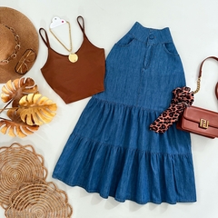 Saia Midi Três Marias Jeans - comprar online